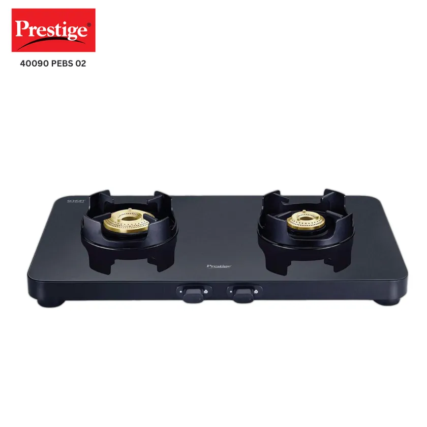 Prestige 2 Burner Slim Cooktop Schott Glass Edge Gas Stove 40090 PEBS 02 AC GHAR